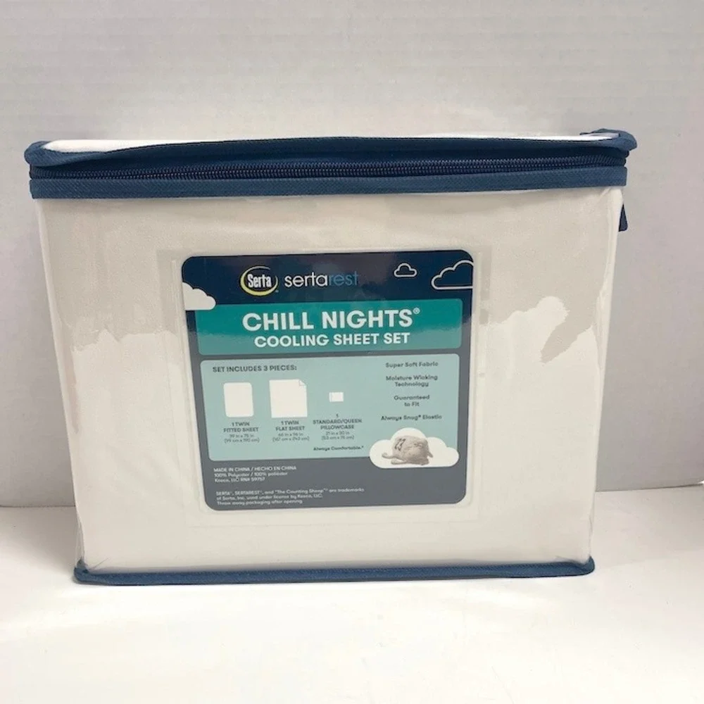Serta Chill Nights Twin Cooling Sheet Set Cream OFF WHITE New in Package